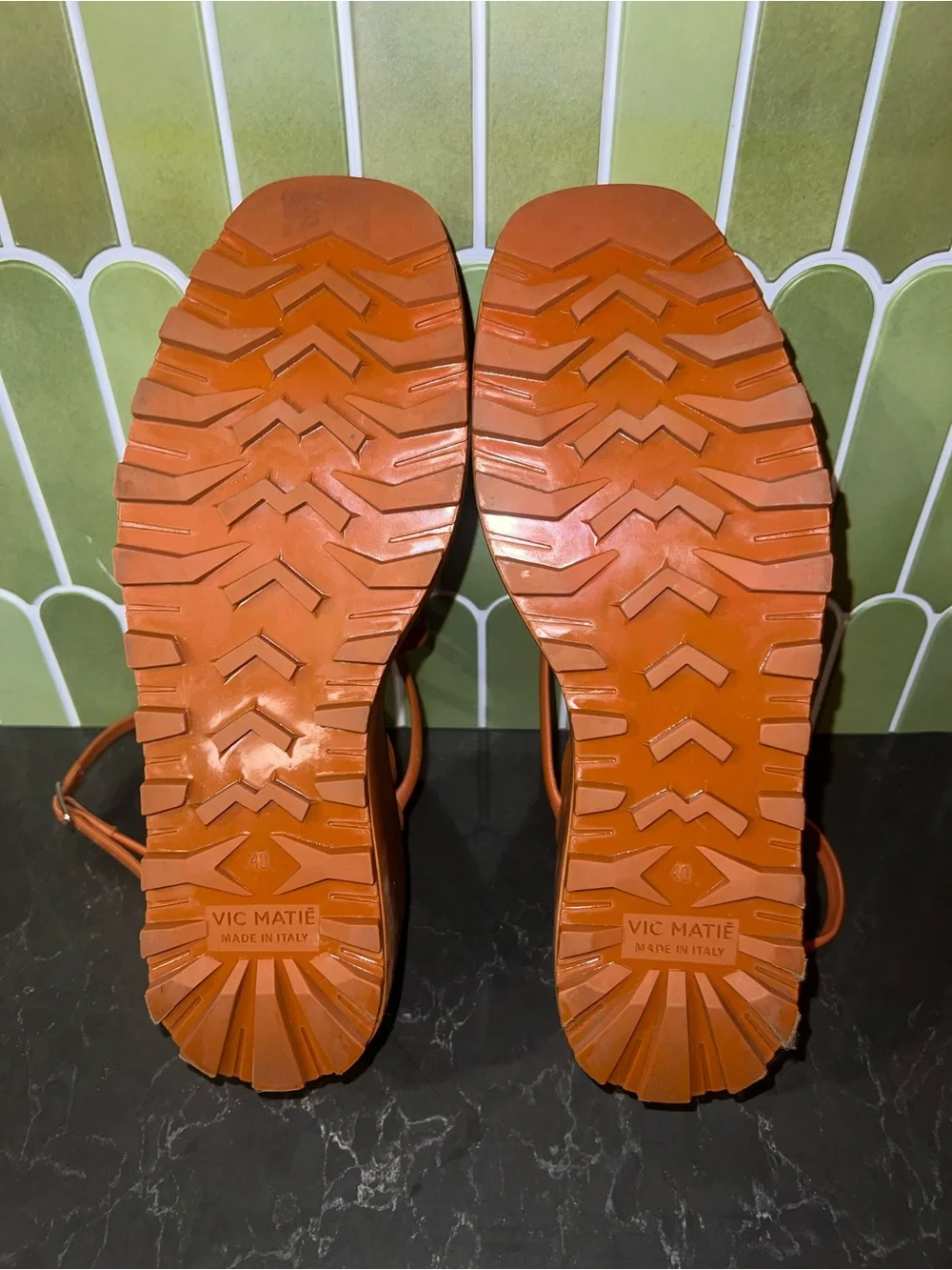 Vic Matie Orange Platform Strappy Sandals